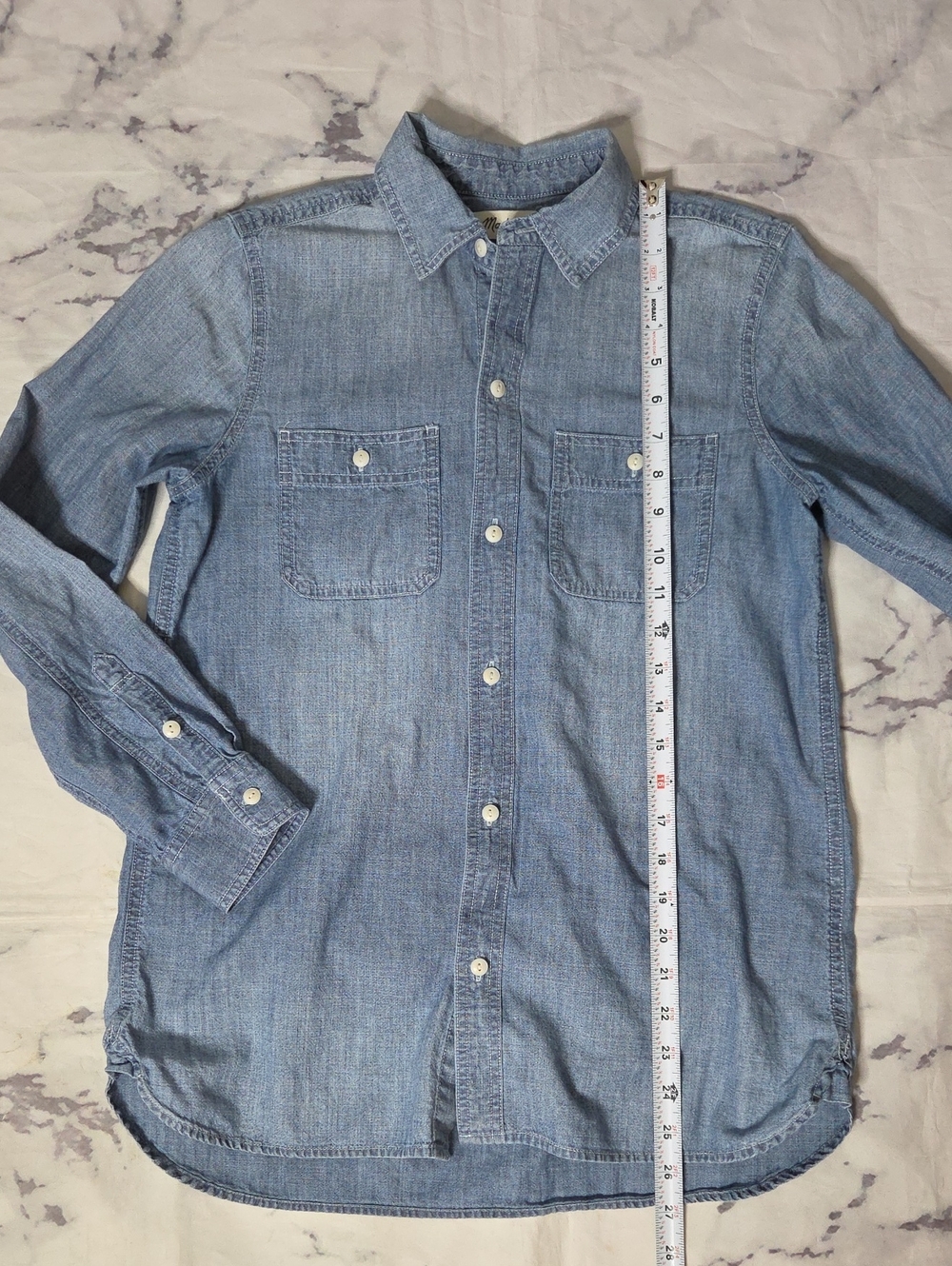 Madewell Chambray/Denim Button Down Shirt - Picture 3 of 5